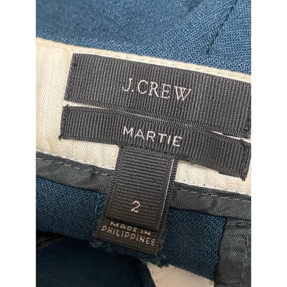 J.Crew Martie Blue Green Bi-stretch Cotton Mid Rise Skinny Trousers Pants Size 2 - Picture 3 of 4